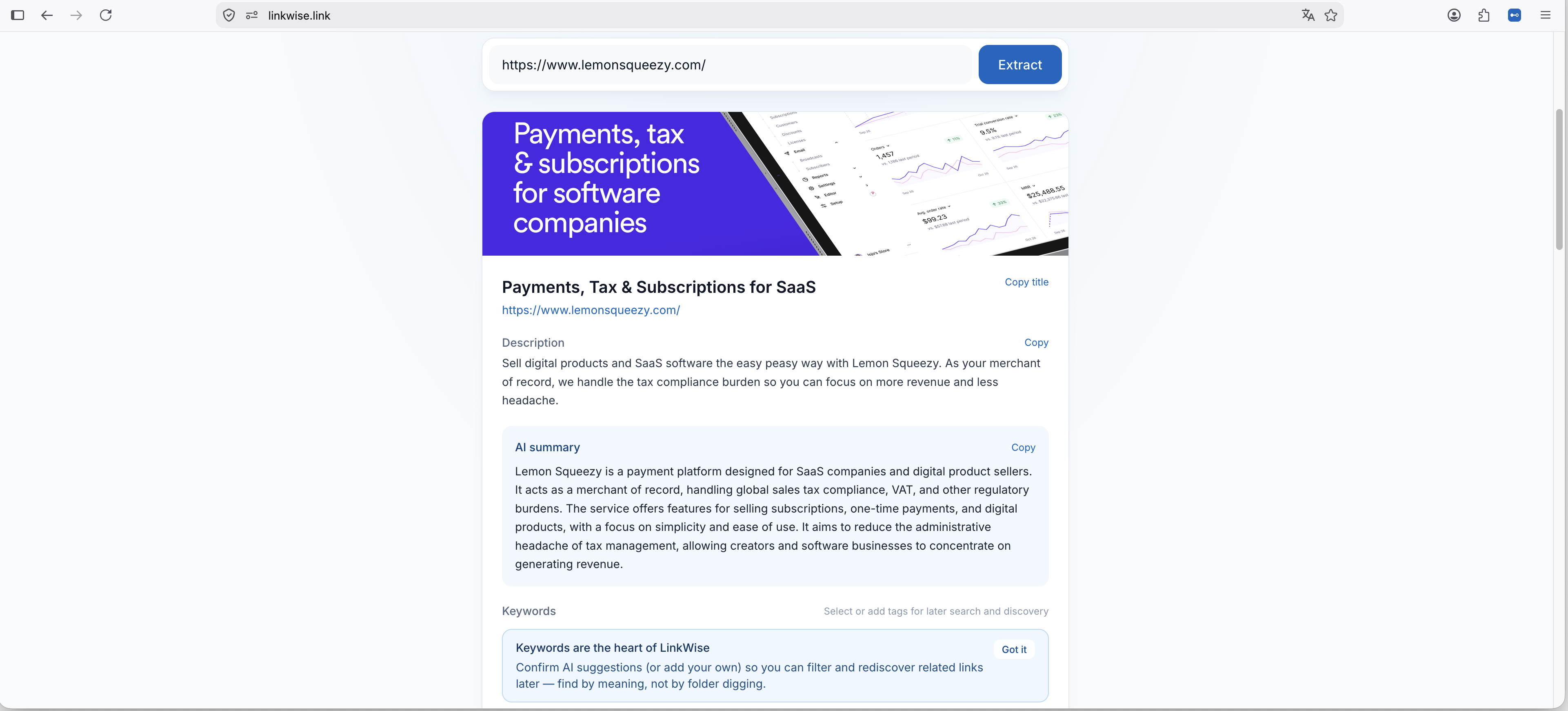 Extension install page and connected popup.
